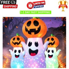 Adorable Light-Up Ghost with Pumpkin Head - Halloween Inflatable Lawn Decor picture