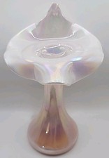 Vintage Fenton Opalescent Pink Jack in the Pulpit Vase Rare 10.25