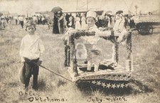 Gate OK Oklahoma 1909 July 4th Parade Patriotic Float RPPC Photo Postcard COPY picture