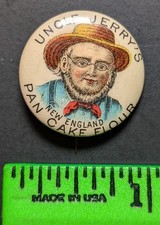 Vintage 1900 Uncle Jerry Pancake Mix Pinback Pin picture