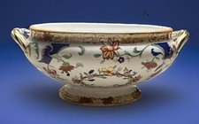 antique 1800's MINTON ceramic small oval Tureen serving dish imari style flowers picture