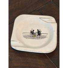Vintage Japanese Hand Painted Figural Ashtray Two People Made in Japan 1930s picture