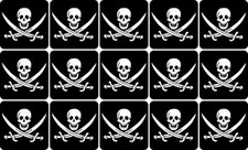[15x] 1in x 1in Jolly Roger Pirate Flag Stickers Car Truck Vehicle Bumper Decal picture