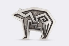 Duane Maktima 925 Silver Small Hopi Overlay Bear Belt Buckle (33.8g.) picture