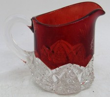 Antique Flashed Ruby Souvenir Glass Etched 