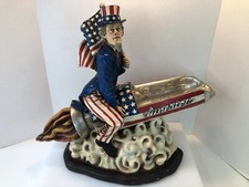 Allan Agohob Uncle Sam on a Rocket Figurine Sculpture Americana Wine Holder 2001 picture
