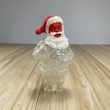 Original VTG Clear Plastic Santa Candy Container/Bank  with Red Head Hong Kong picture