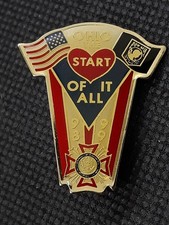 VTG Ohio The Heart Start Of It All Gold Tone Enamel Lapel Pin Souvenir picture