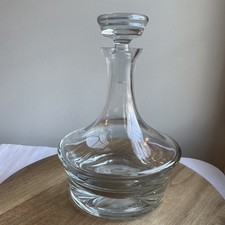 MCM VTG HEAVY Clear Glass Whiskey Alcohol Decanter w/ Stopper Barware Bar Cart picture