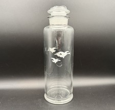 VINTAGE Heisey Glass Cobel Cocktail Shaker With White Ducks 13.5” With Strainer picture