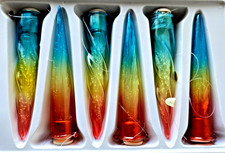 Silvestri Hand Blown Rainbow Glass Light Covers - Set of 6 - NEW picture
