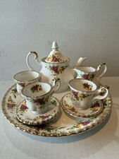 ROYAL ALBERT “Old Country Roses” 9 pc Miniature Tea Set England RARE picture