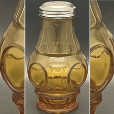 Wheaton Amber Bullseye Parmesan Cheese/Chile Flakes Shaker c1970s USA 6.25