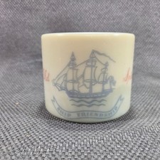 VTG Early American Old Spice Shaving Mug Ship Friendship Milk Glass Shulton NJ picture