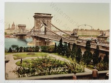 Szechenyi Chain Bridge Budapest Hungary Danube River c1900s Photo picture