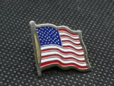 Vintage Waving American Flag Lapel Hat Pin USA 4th Of July picture