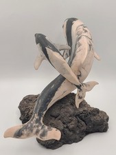 Rare Large Signed NLW Ltd Edition Stone Dolphin Sculpture 132/200 on Lava Base picture