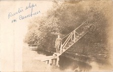 RPPC Man Wooden Stairs Over Gully Stream Cambria Wisconsin 1907 Postmarked picture