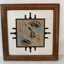 Navajo Sandpainting Handmade Framed 12x12 Inches picture