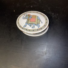 Wedgewood Bone China Blue Elephant Trinket Box Vintage 1992 Made in England  picture
