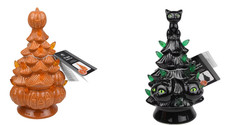 LED Lighted Ceramic Tree Choose Black Cats OR Jack O Lanterns apprx 8