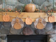 Primitive Handmade Turkey and Pumpkin Garland - Fall/Thanksgiving Decoration picture