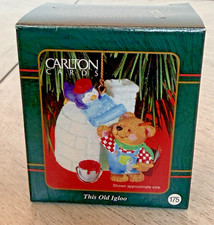 2001 Carlton This Old Igloo Christmas Ornament Heirloom Bear & Penguin 175 picture