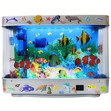 Fake Fish Tank Lamp Moving Aquarium Night Light Frutiger Aero Ocean Desk Decor picture