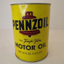 Vintage Pennzoil Tough-Film Motor Oil 1 Quart Cardboard Can SAE 10 W Unopened picture