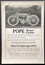 1913 Pope Motorcycle print AD “Riding a Pope Motorcycle is Glorious Sport