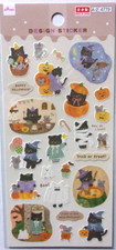 DAISO Halloween Black Cat Sticker Sheet Made in Japan Pumpkin Ghost picture