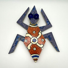 OOAK Handmade Ceramic Tile Spider Wall Hanging Decor Signed J. Faulstick 97 picture