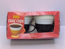 Vintage Solo Cozy Cups Set Retro Plastic Cup Holders Soup Coffee Dessert USA picture