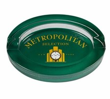 Nat Sherman Metropolitan Crystal Glass Ashtray - Host Maduro Green - New picture