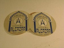 2 Hotel Alcazar Beirut- Lebanon Travel Art Luggage Labels picture