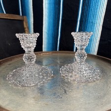 VTG Mid Century English Hobnail Glass Candlestick Holders/Stand 4”x2”x4” EUC picture