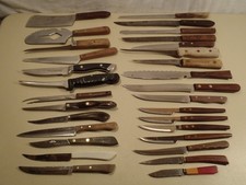Vintage Kitchen Knife Lot Cutlery Steak Cleaver Ontario Rath's Chicago St. Regis picture