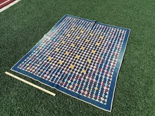 WOW Antique 1880s Postage Stamp Diamonds Quilt Blue Brown and White some fade picture