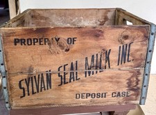 Vintage Sylvan Seal Milk Inc Wooden Crate Antique Dairy Bottle Deposit Case Box picture