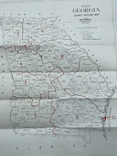 State of Georgia County Outline Map Rare Prepared by Ben W Fortson Secretary of  picture