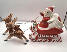 Vintage Kelvin 1957 Ceramic Santa Sleigh and Reindeers Very Rare Christmas picture