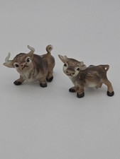 HR Hagen Renaker Miniature Bull/Cow Bone China Figurines Early 1950s SEE PHOTOS picture