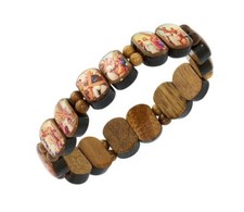 Stations of The Cross Wood  Stretch Bracelet Comes Carded picture