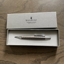 Waterford Metal Rollerball Pen Black Ink Engraved Chrome Trim w/ Box picture