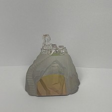 Vintage Frosted Glass Mountain Fantasy Castle Paperweight Sculpture Collectible picture