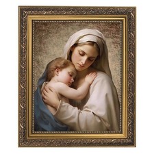 Madonna & Child Gold Tone Framed Print Embracing Maternal Love & Spiritual Grace picture