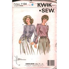 Vintage Kwik Sew 1134 Misses Blouse Sewing Pattern Size 14 Tucked Pleated Top picture