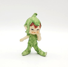 Vintage Lefton Green Pixie Elf Ceramic Figurine Hand Painted Japan 4