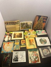 Vintage greeting cards ephemera lot of 16 Valentine Christmas Easter 1950s picture