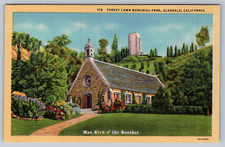 c1940s Forest Lawn Memorial Park Glendale CA Wee Kirk Linen Postcard picture